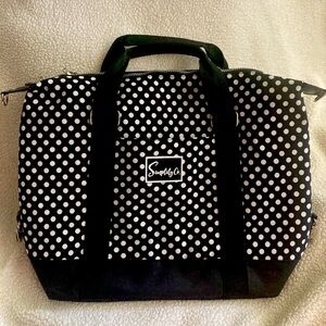 Simplily Co Black and White Polka Dot Large Canvas Insulated Tote NWOT